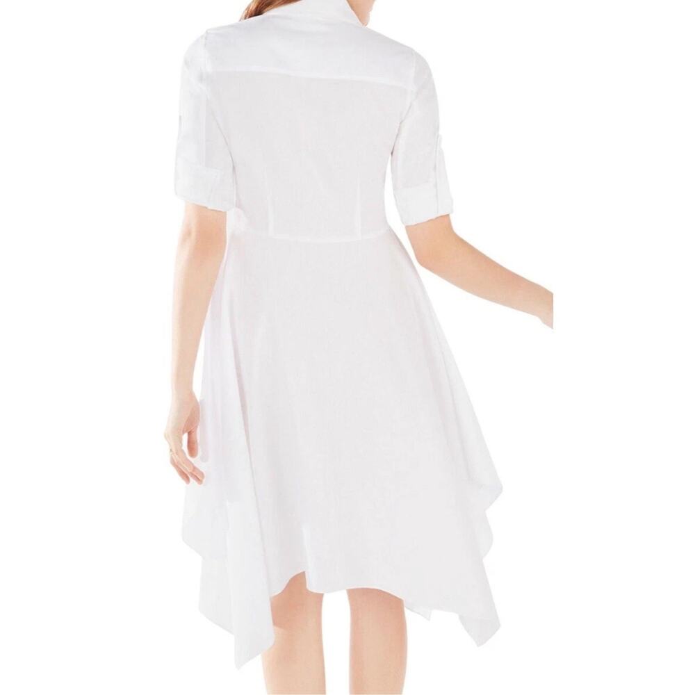 BcbgMaxazria Beatryce White Asymmetrical White Dress Size L 100% Cotton - Picture 2 of 16